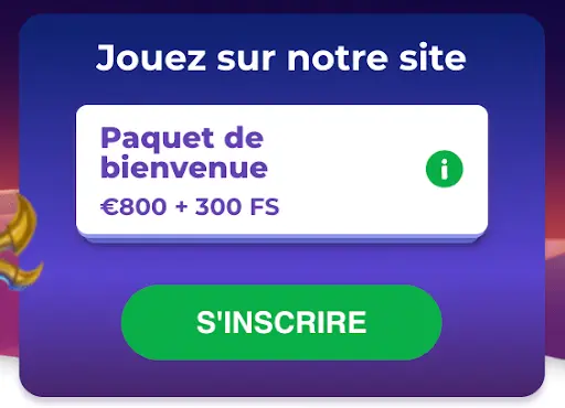 Paquet de bienvenue du casino en ligne – jusqu’à €800 + 300 tours gratuits.